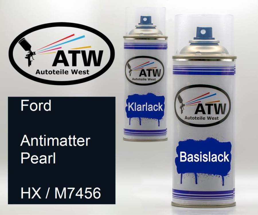 Ford, Antimatter Pearl, HX / M7456: 400ml Sprühdose + 400ml Klarlack - Set, von ATW Autoteile West.